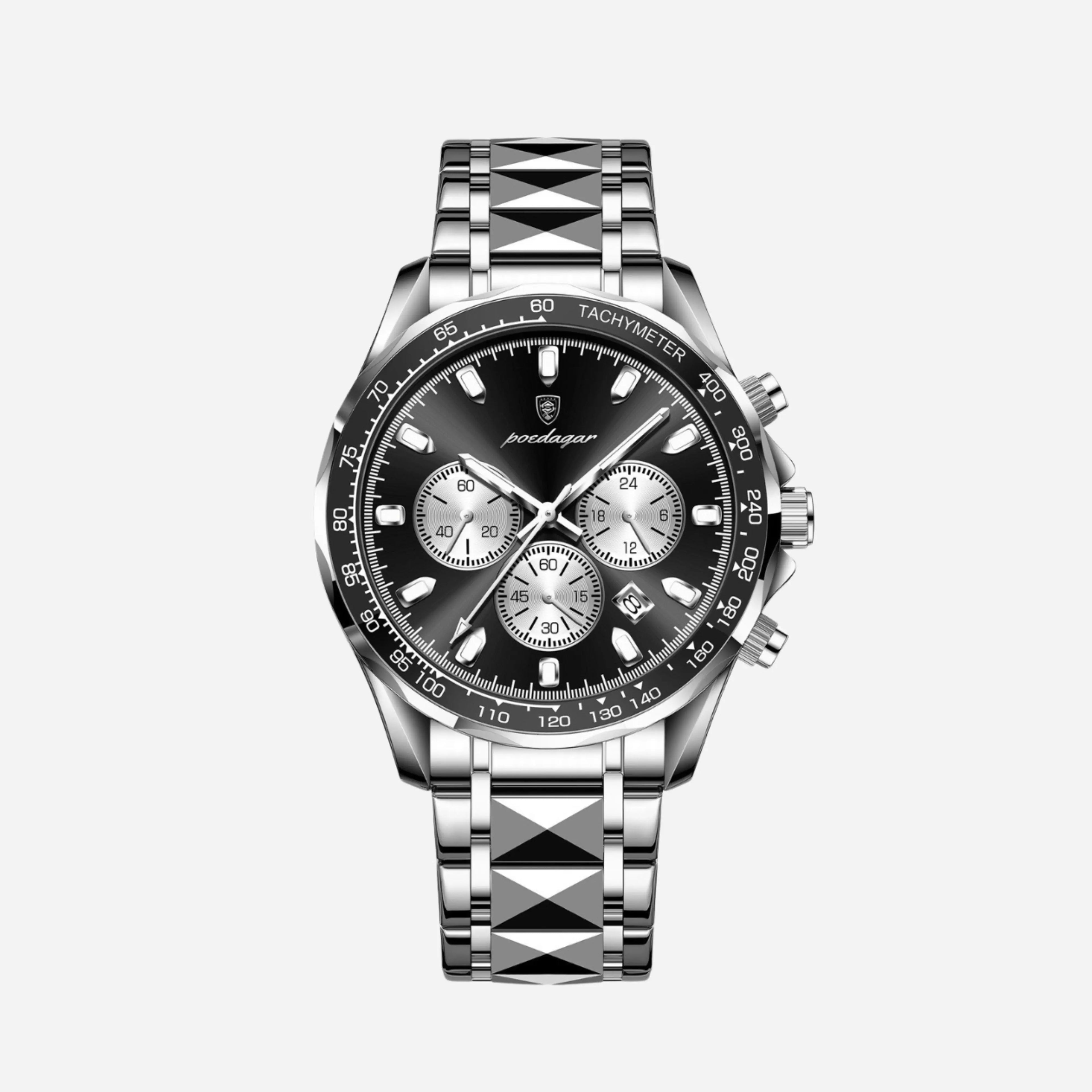Luksusowy męski zegarek sportowy z wodoodpornym mechanizmem kwarcowym i funkcją chronografu