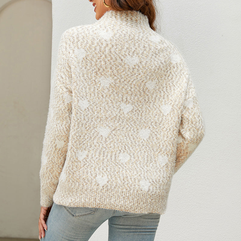 Casual Sweater with Heart Design