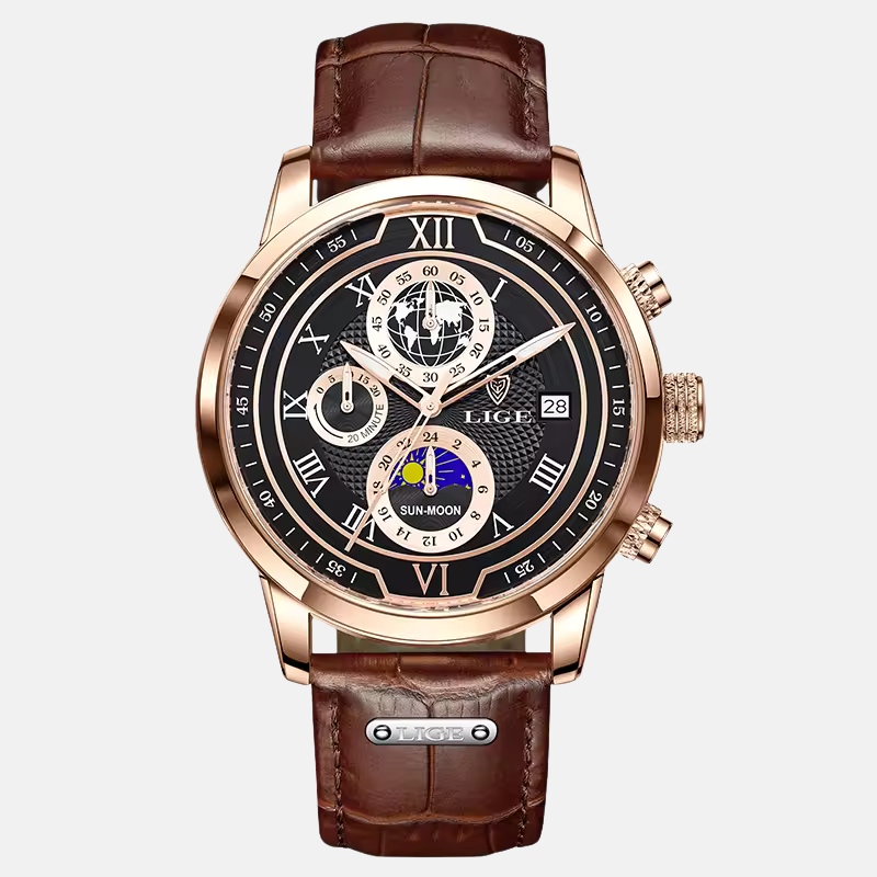 Chronograph Watch with Premium Leather Strap