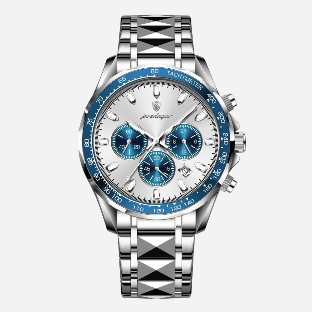 Luksusowy męski zegarek sportowy z wodoodpornym mechanizmem kwarcowym i funkcją chronografu